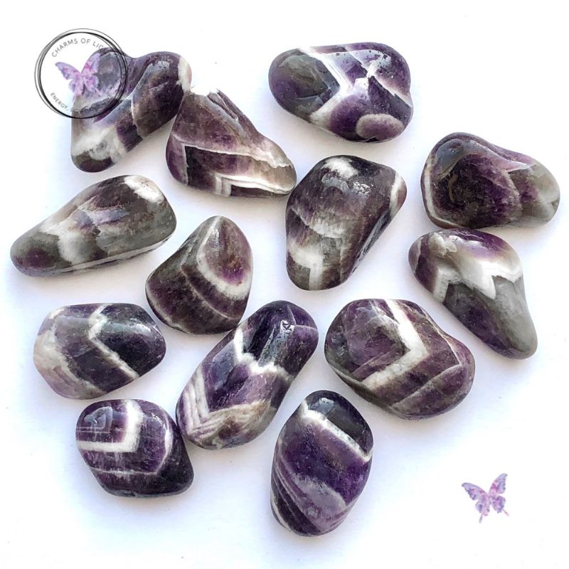 Chevron Amethyst Tumble Stone